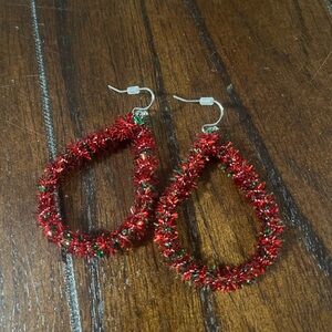 Red and Green Teardrop Earrings